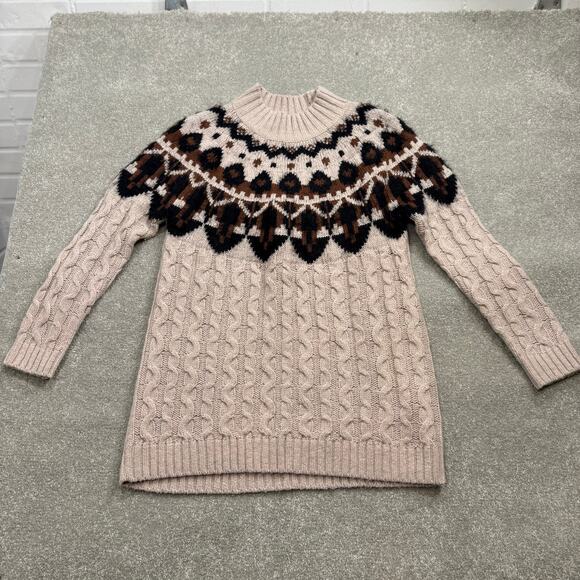 Fat Face Maddie Fair Isle Yoke Wool Blend Mock Neck Jumper Sweater Cableknit 6 - Picture 8 of 14